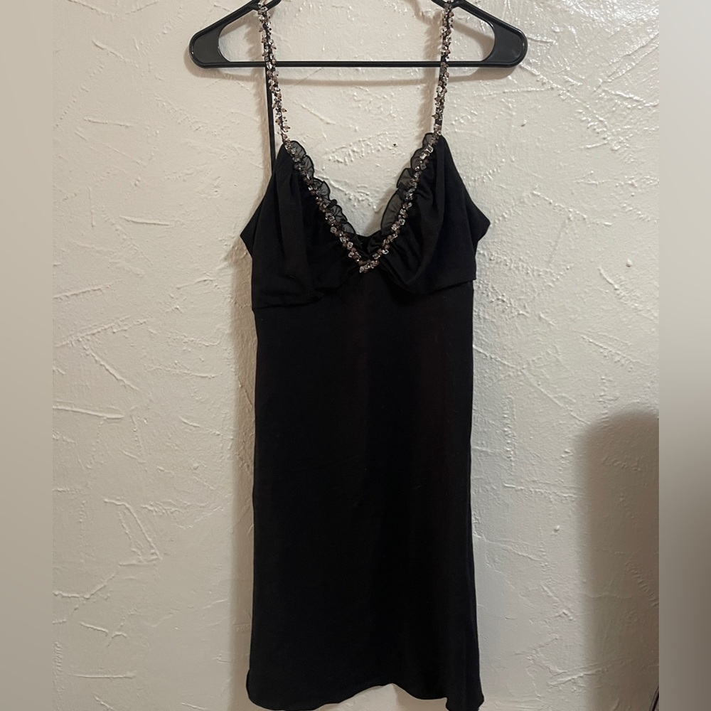 GUESS black mini dress with beaded details